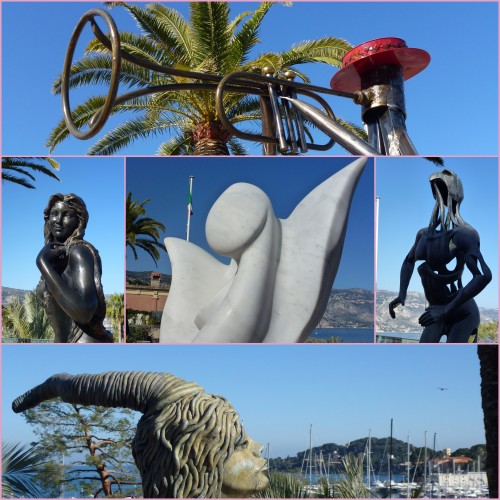 St Jean Cap Ferrat, Beaulieu sur mer, Promenade Maurice Rouvier, sculptures port de st jean cap ferrat, chapelle saint hospice
